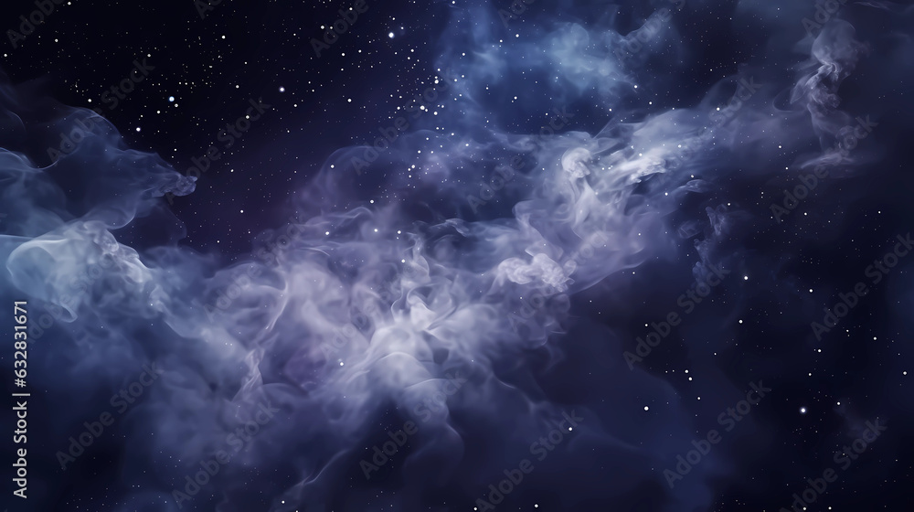 Smoke on the background of the night sky with stars