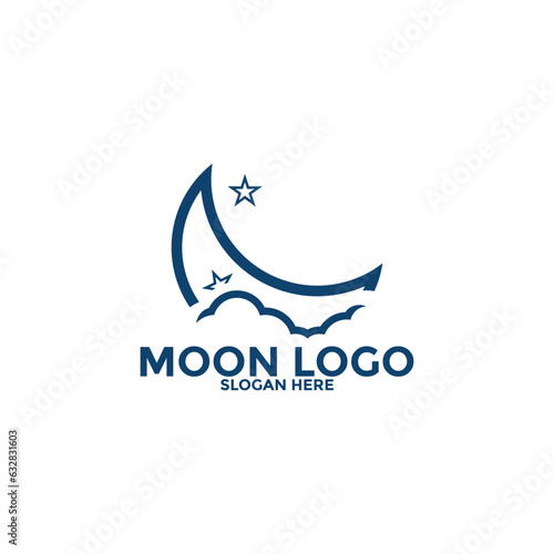 Moon logo vector icon, simple moon logo design template