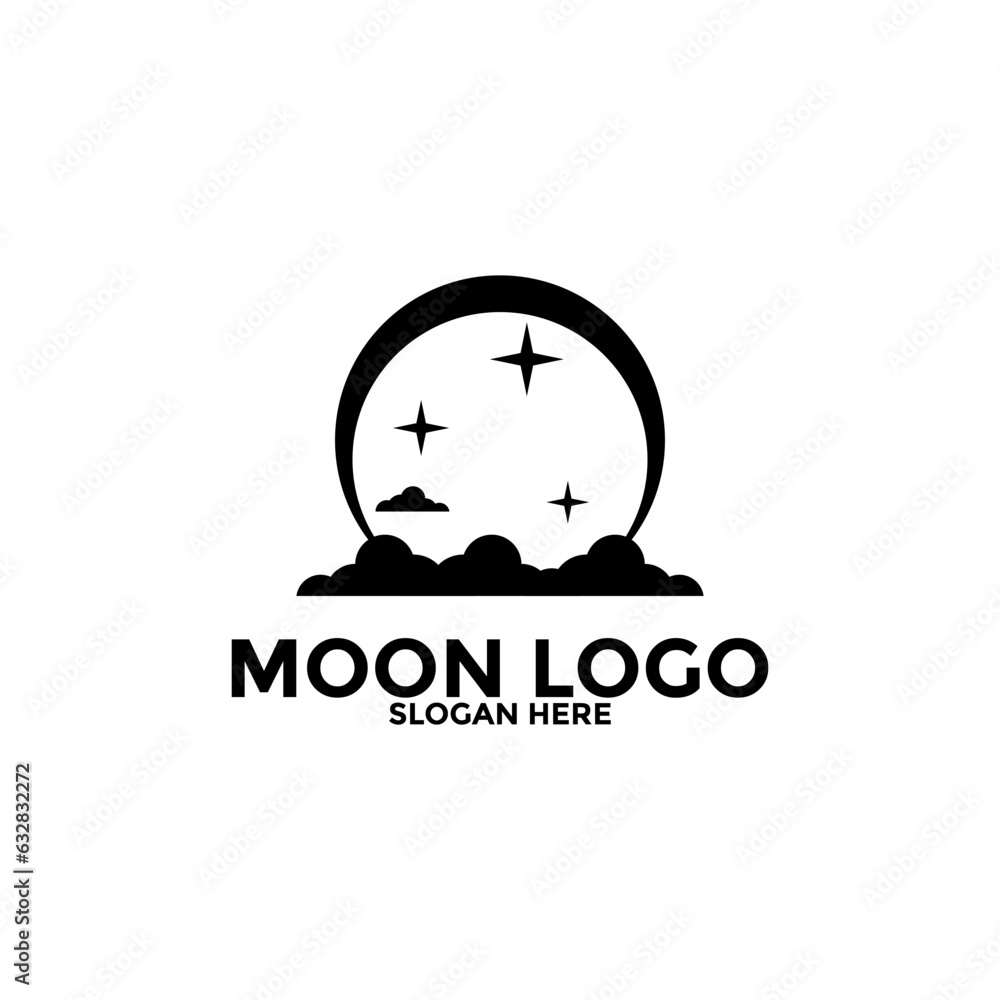 Moon logo vector icon, simple moon logo design template