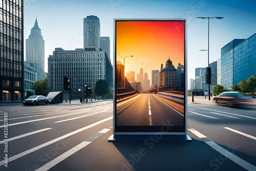 traffic at night, Bus station billboard with blank copy space screen for your...