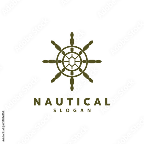 Ship Rudder Logo, Elegant Nautical Maritime Vector Simple Minimalist Design Ocean Sailing Ship