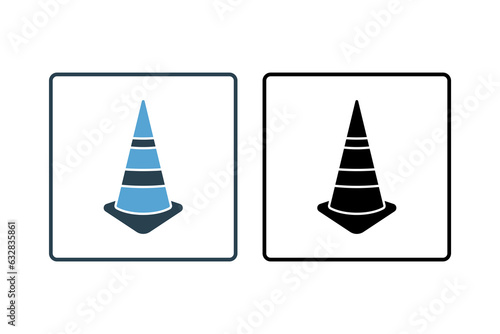Road Cone Icon. Icon related to Traffic. solid icon style. Simple vector design editable