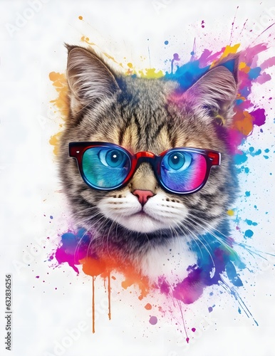 Wallpaper Mural Cat Wearing Glasses Vector Cartoon