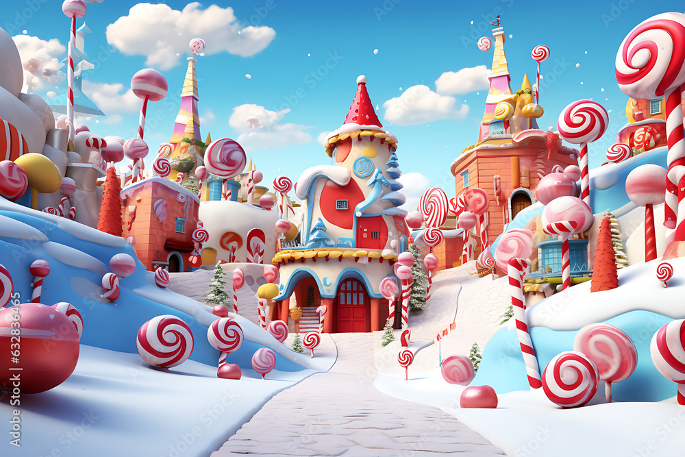 christmas festival, tree and snow 3d background christmas festival, tree and snow 3d background