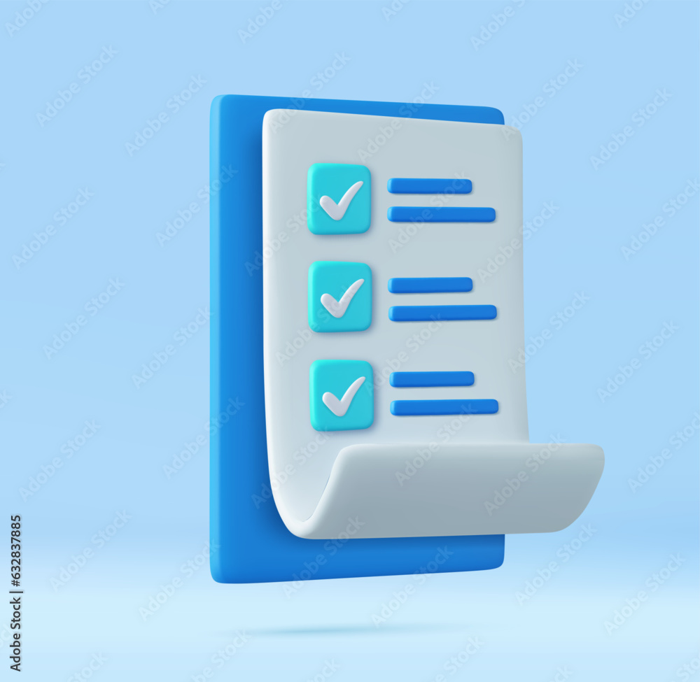 3d White paper task management todo check list 3d White paper task management todo check list