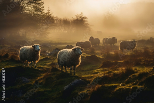 Galway Sheep in the Cold Morning Landscape