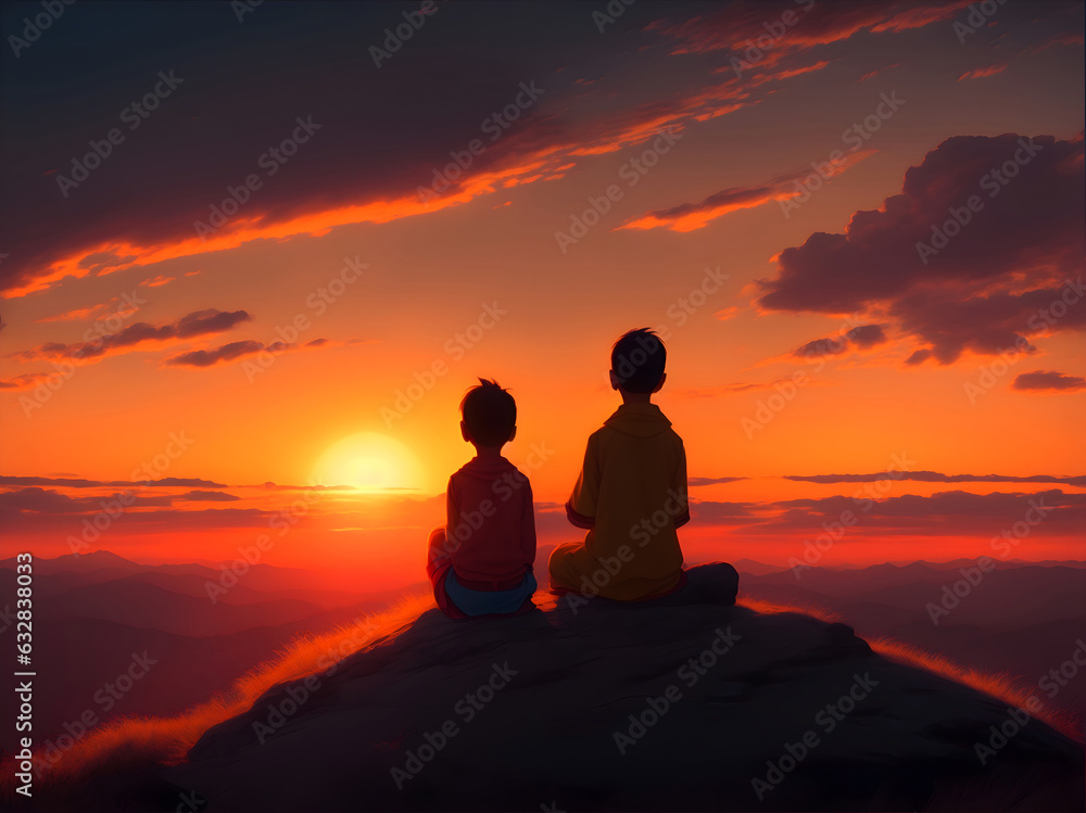 The Horizon of Friendship Embracing the Sunset