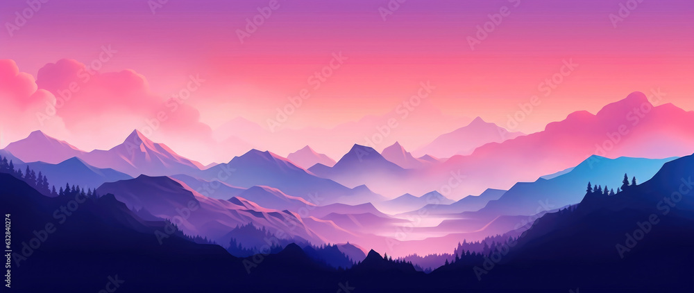 Awe-Inspiring Heights: Pastel-Colored Mountain Panorama