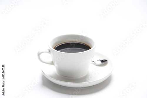 hot drink dark black coffee americano kopi o beverage menu in white cup and plate in white background halal drink food vegan menu for cafe