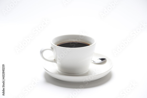 hot drink dark black coffee americano kopi o beverage menu in white cup and plate in white background halal drink food vegan menu for cafe