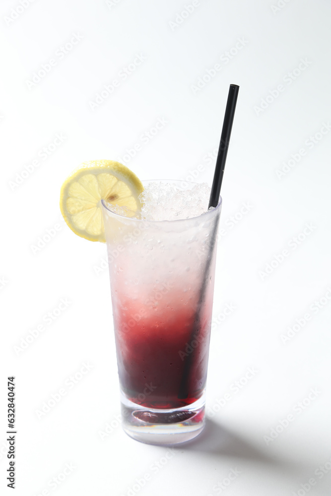ice cold chilled fresh ribena grape lemon fruit soda soft drink honey layer drink in glass and black straw beverage halal food vegan menu in white background for cafe ice cold chilled fresh ribena grape lemon fruit soda soft drink honey layer drink in glass and black straw beverage halal food vegan menu in white background for cafe