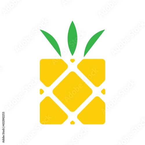 pineapple box puzzle logo design illustration.