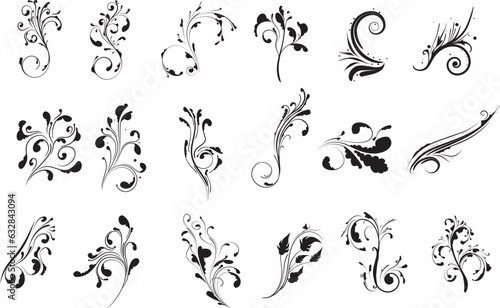 black and white floral element 