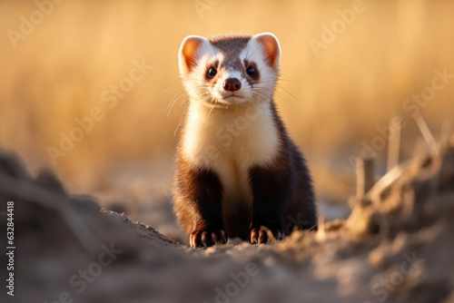 Elegant Sable Ferret Portrait in Nature