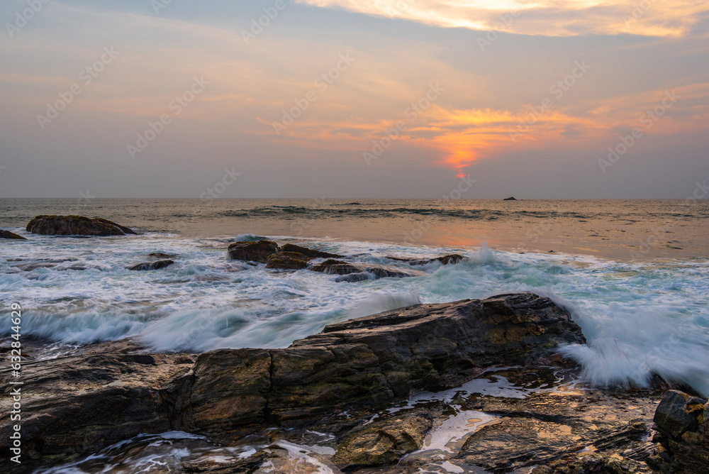 Waves on the stones near Galle town in Sri Lanka