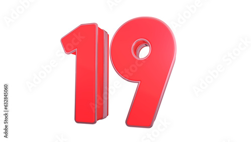 Free Download Creative clean Red glossy 3d number 19 - GFXLoad