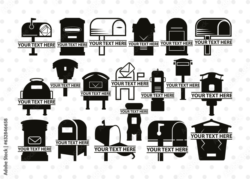 Mailbox Split Monogram, Mailbox Silhouette, Mail Svg, Mailbox Stencil