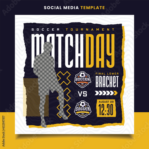 Match Day Soccer Sports Tournament Flyer Banner Template with Logo for Social Media