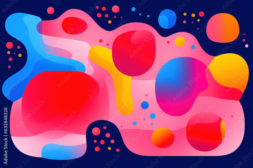 Naklejka premium Retro risograph colored shapes on a blue background. Generative AI.