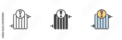 Heater system alert different style icon set