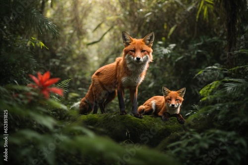 Fox In The Deep Nature Forest