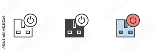 Type G socket power different style icon set