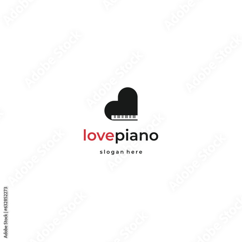 music love logo, love piano logo design on isolated background