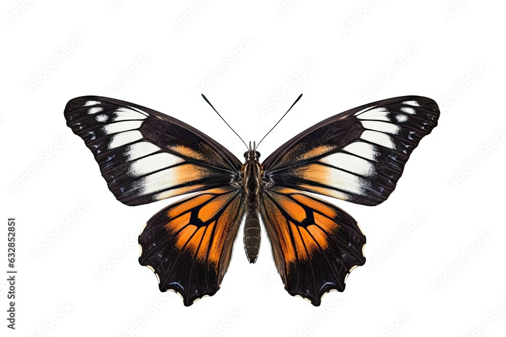 Closeup of captivating butterfly in vibrant hues. Detailed elegance on white background isolated Closeup of captivating butterfly in vibrant hues. Detailed elegance on white background isolated
