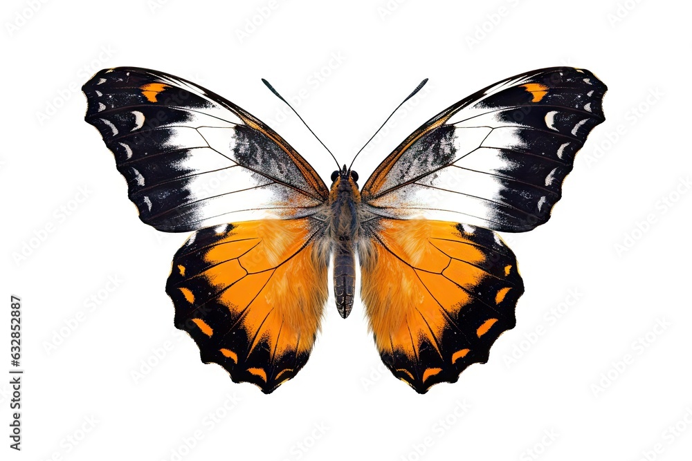 Obraz premium Closeup of captivating butterfly in vibrant hues. Detailed elegance on white background isolated