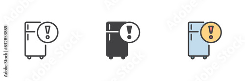 Fridge system caution different style icon set
