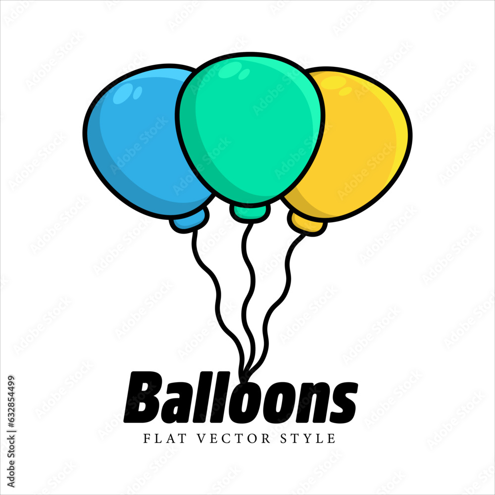 Balloons Flat Cartoon Style Vector Artwork