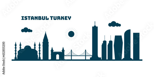 Fototapeta Naklejka Na Ścianę i Meble -  Istanbul Turkey cityscape skyline sketch illustration vector. Famous popular city in the world.
