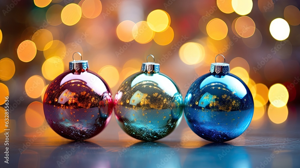 Colorful christmas balls with bokeh Colorful christmas balls with bokeh