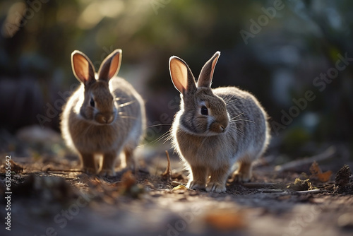 Playful Bunnies Hopping  Rabbit  bokeh 