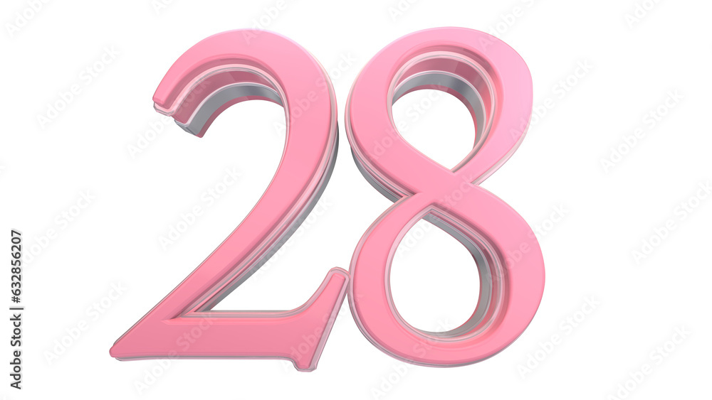 Fototapeta premium Creativepink 3d number 28