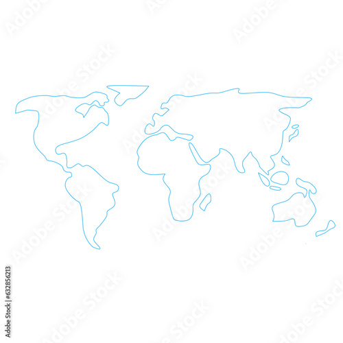 blue outline cartoon world map icon element design 