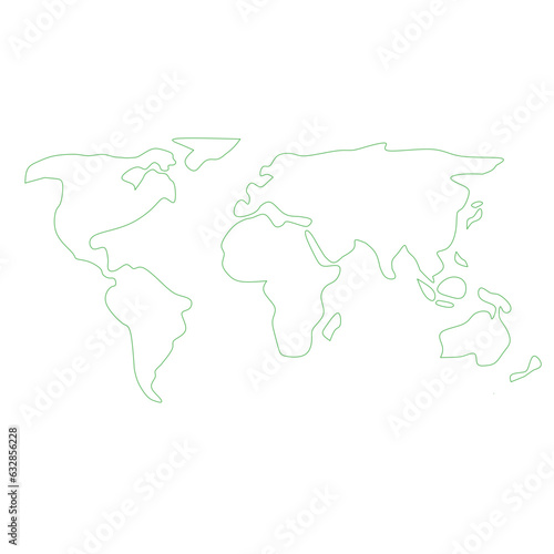 green outline cartoon world map icon element design 