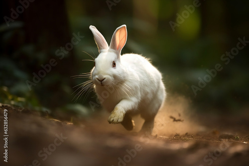 White Rabbit in Motion, Capturing its Grace, Rabbit, bokeh 