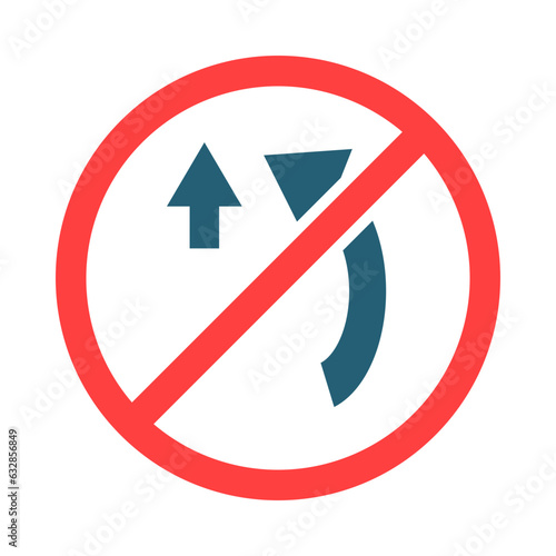 No Overtaking Glyph Two Color Icon Design