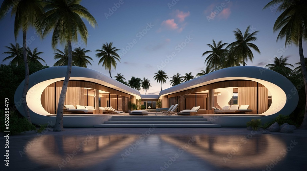 Fototapeta premium Luxury Modern Villa on Tropical Sand