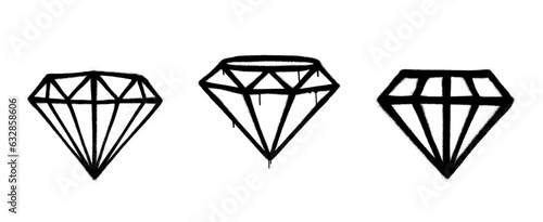 Three graffiti-style coated gems with black over white. Vector illustration