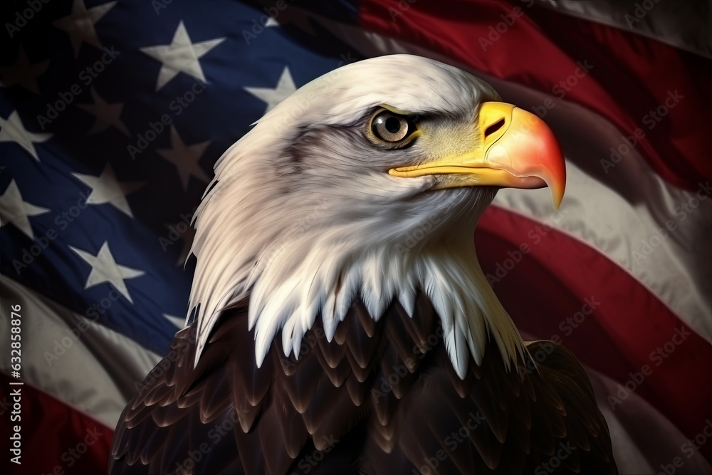 Naklejka premium An eagle and an American the USA flag patriotism. Patriot.