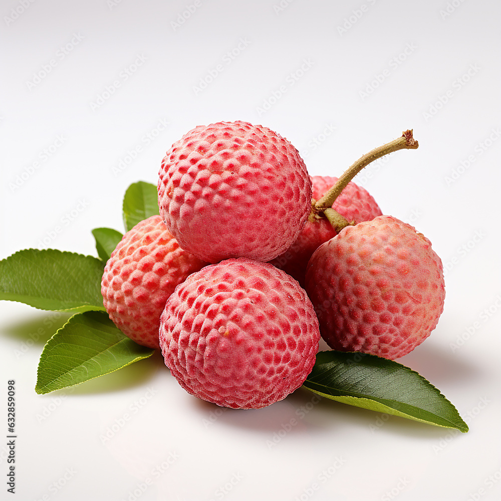 Fresh lychees isolated on white background. Made with generative ai Fresh lychees isolated on white background. Made with generative ai