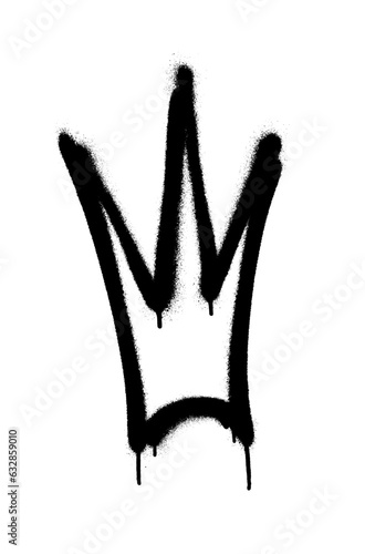 Sprayed crown with overspray in black over white. Vector illustration.