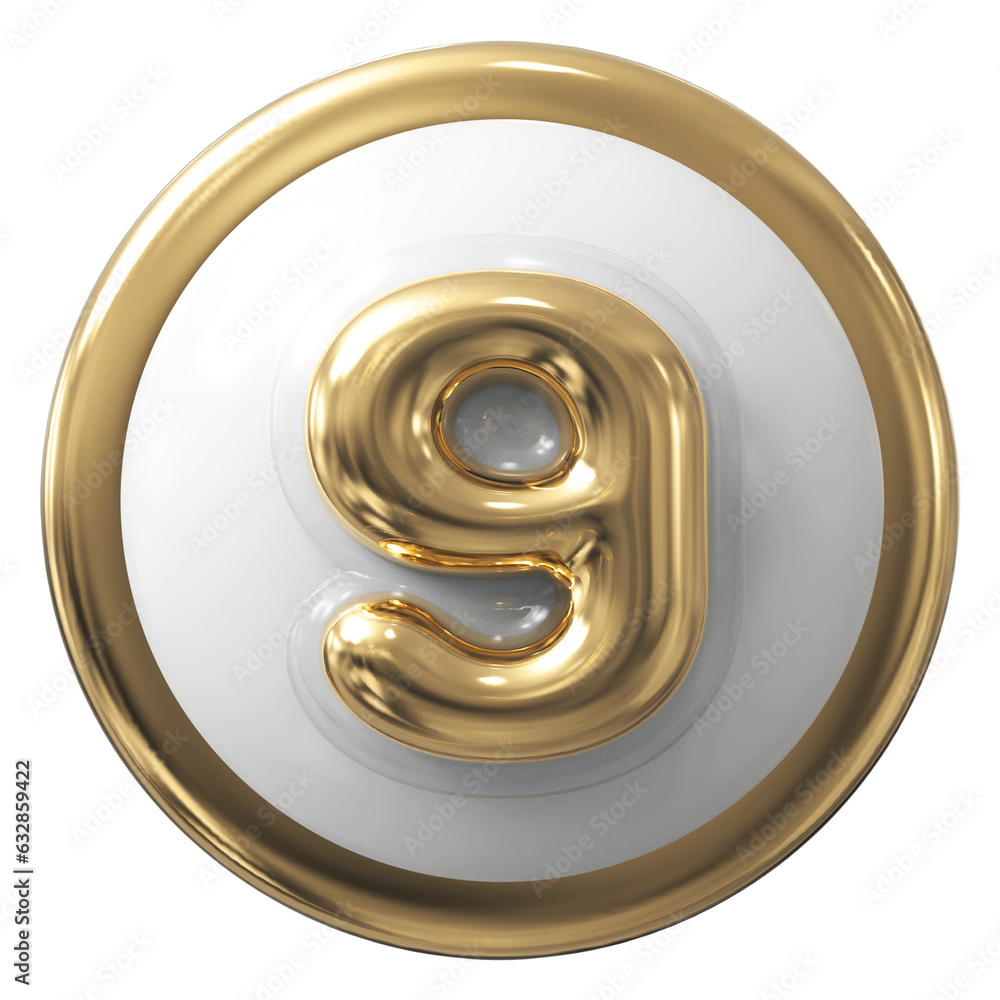 Number 9 Gold 3d Render Number 9 Gold 3d Render