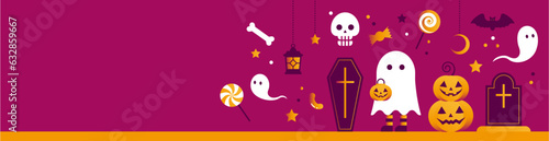 ハロウィンの背景イラスト素材 ベクター バナー ポップ 見出し 秋 10月