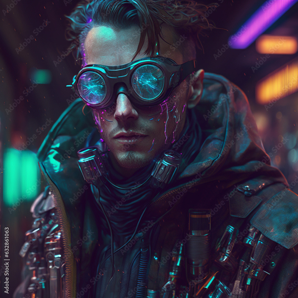 Fototapeta premium サイバーパンク系、マン。