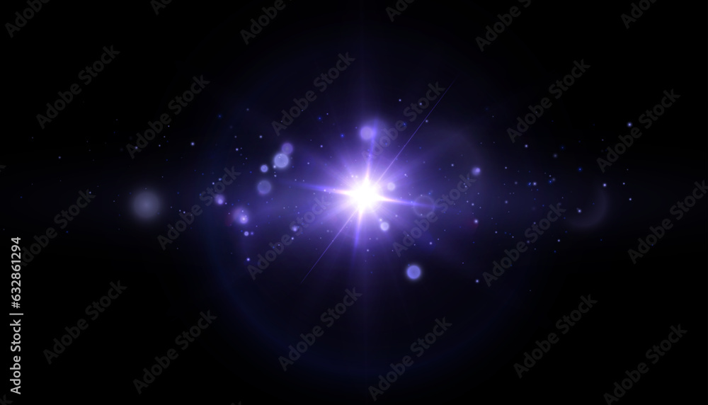 Bright blue light effect with rays and glare for vector illustration.. Bright blue light effect with rays and glare for vector illustration..