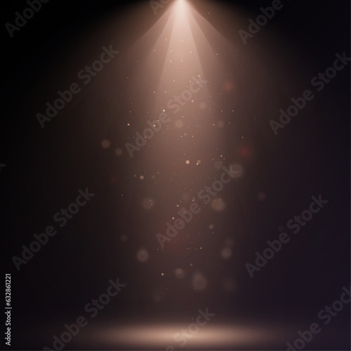 Searchlights. Light effect stage for presentation illuminated by spotlights. Vector illustration.