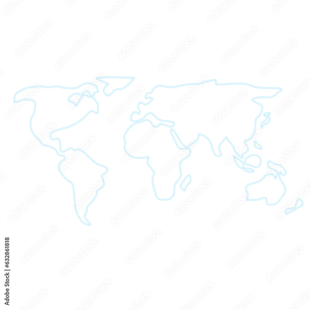 blue glowing world map outline icon element design 